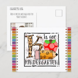 K is voor kleuterklas fotokaart briefkaart