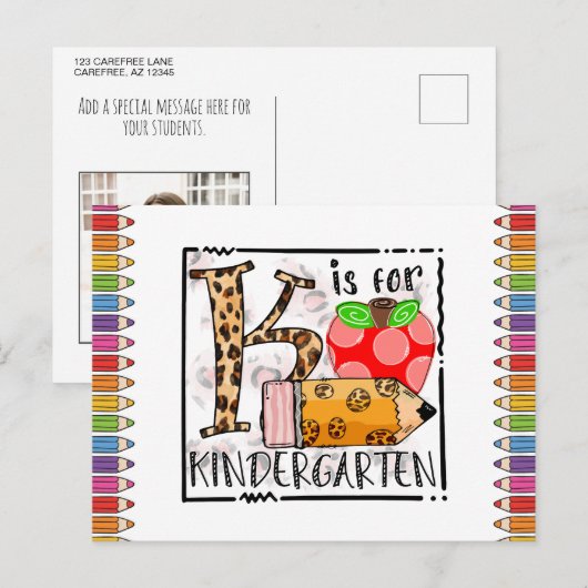 K is voor kleuterklas fotokaart briefkaart (Voorkant / Achterkant)