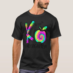 K Is Voor Kleuterleidster Tie Dye Appel Rug T T-shirt