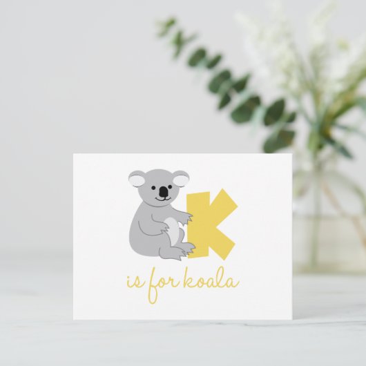 K is voor Koala Briefkaart (Staand voorkant)