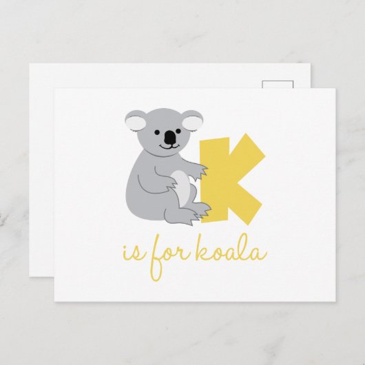 K is voor Koala Briefkaart (Voorkant / Achterkant)
