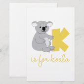 K is voor Koala Briefpapier (Voorkant / Achterkant)