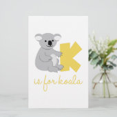 K is voor Koala Briefpapier (Staand voorkant)