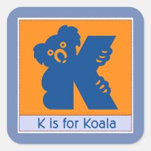 K is voor Koala dierlijke alfabet voor kinderen Vierkante Sticker