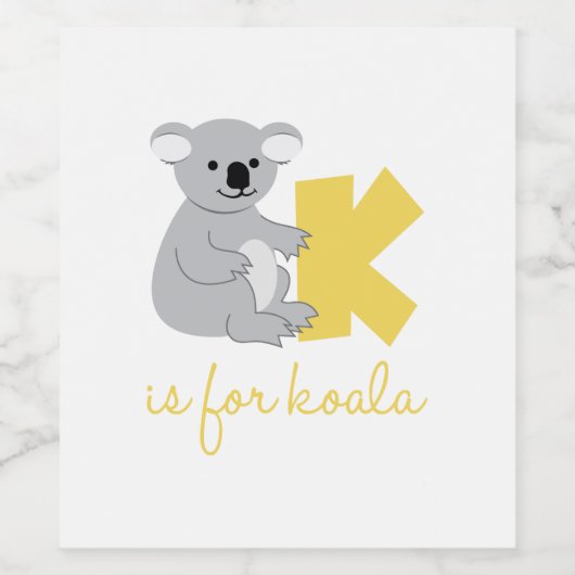 K is voor Koala Wijn Etiket (Enkel label)
