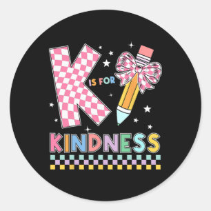 K is voor vriendelijkheid Cute potloodboog Leraar Ronde Sticker