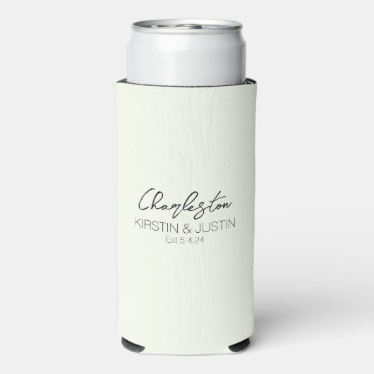 K & J Charleston, SC Bruiloft Tall Koelbox Seltzer Blikjeskoeler (Seltzer Achterkant)