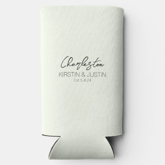 K & J Charleston, SC Bruiloft Tall Koelbox Seltzer Blikjeskoeler (Achterkant)