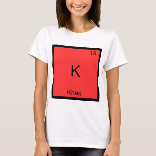 K - Khan Grappig Chemie Element Symbool T-Shirt (Voorkant)
