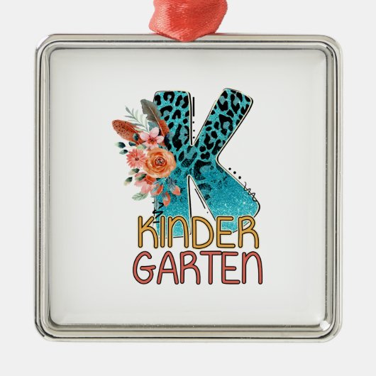 K Kinder Garten-leraar Metalen Ornament (Voorkant)