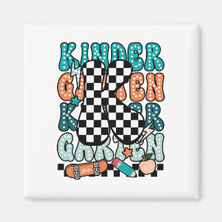 K Kindergarten Teacher Checkered Back To School Ki Magneet