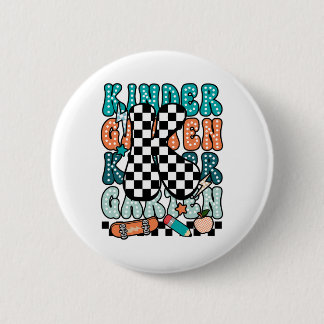 K Kindergarten Teacher Checkered Back To School Ki Ronde Button 5,7 Cm