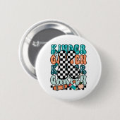 K Kindergarten Teacher Checkered Back To School Ki Ronde Button 5,7 Cm (Voorkant /achterkant)