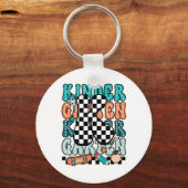 K Kindergarten Teacher Checkered Back To School Ki Sleutelhanger (Voorkant)