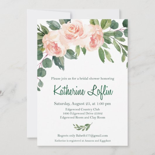 K L Bridal Shower Invitation Kaart (Voorkant)