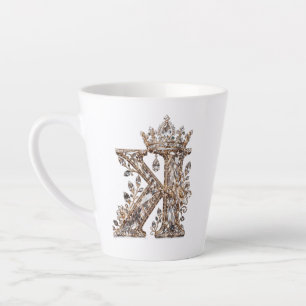 K Letter Beige Kristal Luxe Design Latte Mok