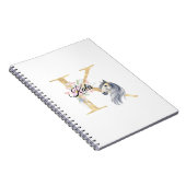 K letter gepersonaliseerde naam monogram met paard notitieboek (Rechterzijde)