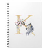 K letter gepersonaliseerde naam monogram met paard notitieboek (Voorkant)