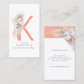 K Letter Monogram White Orchids and Pampas Grass Visitekaartje (Voorkant / Achterkant)