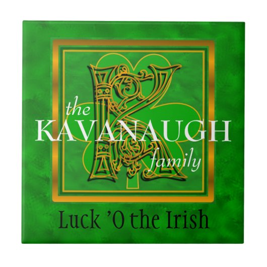 K "Luck of the Irish" Family Custom Monogram Tile Tegeltje (Voorkant)
