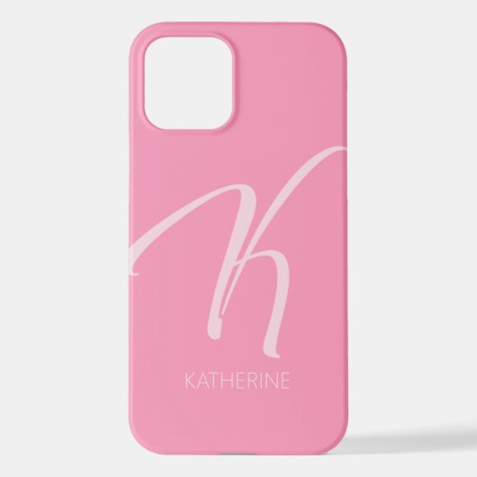 K Monogram Aangepaste roze iPhone Case Hoesje (Achterkant)