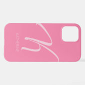 K Monogram Aangepaste roze iPhone Case iPhone Hoesje (Achterkant horizontaal)