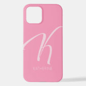 K Monogram Aangepaste roze iPhone Case iPhone Hoesje (Achterkant)