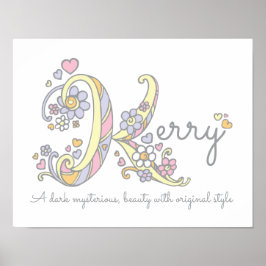 K monogram art Kerry meisjes naam poster