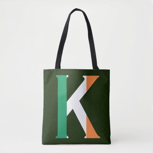 K Monogram bedekt met Ierse vlag stint Tote Bag (Voorkant)
