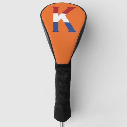 K Monogram bedekt op NLD Vlag op of dccn Golfheadcover (Voorkant)