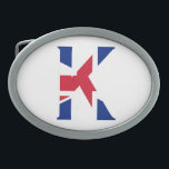 K Monogram bedekt op Union Jack Flag bbcnt Gesp<br><div class="desc">K Monogram afgedekt op de vlag van de vlag van de Unie Buckle Design © Trinkets and Dingen 2017 - AHP Design. Alle rechten voorbehouden. 030417</div>