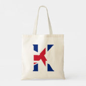 K Monogram bedekt op Union Jack Flag btcnt Tote Bag (Achterkant)