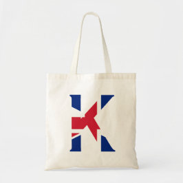 K Monogram bedekt op Union Jack Flag btcnt Tote Bag