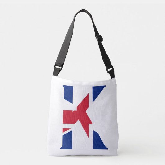 K Monogram bedekt op Union Jack Flag cbbcnt Crossbody Tas (Voorkant)