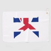 K Monogram bedekt op Union Jack Flag gtcnt Golfhanddoek (Horizontaal)
