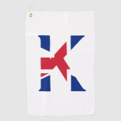 K Monogram bedekt op Union Jack Flag gtcnt Golfhanddoek (Voorkant)