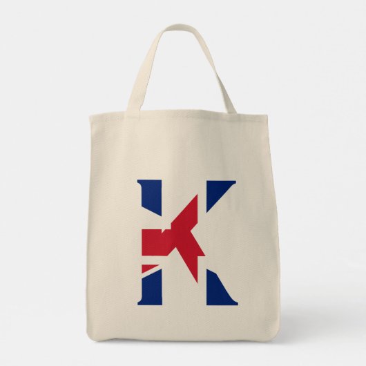 K Monogram bedekt op Union Jack Flag gtcnt Tote Bag (Achterkant)