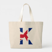 K Monogram bedekt op Union Jack Flag jitcnt Grote Tote Bag (Achterkant)
