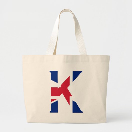K Monogram bedekt op Union Jack Flag jitcnt Grote Tote Bag (Voorkant)