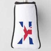 K Monogram bedekt op Union Jack Flag pcnt Golfheadcover (Draai 90)