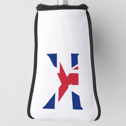 K Monogram bedekt op Union Jack Flag pcnt Golfheadcover (Draai 90)