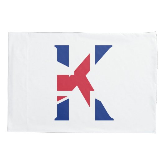 K Monogram bedekt op Union Jack Flag pcnt Kussensloop (Achterkant)