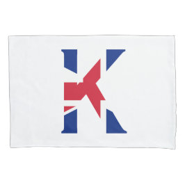 K Monogram bedekt op Union Jack Flag pcnt Kussensloop