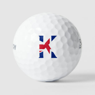 K Monogram bedekt op Union Jack Flag ssf gbcnt Golfballen