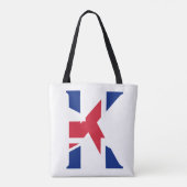 K Monogram bedekt op Union Jack Flag stint Tote Bag (Achterkant)