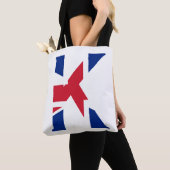 K Monogram bedekt op Union Jack Flag stint Tote Bag (Dichtbij)