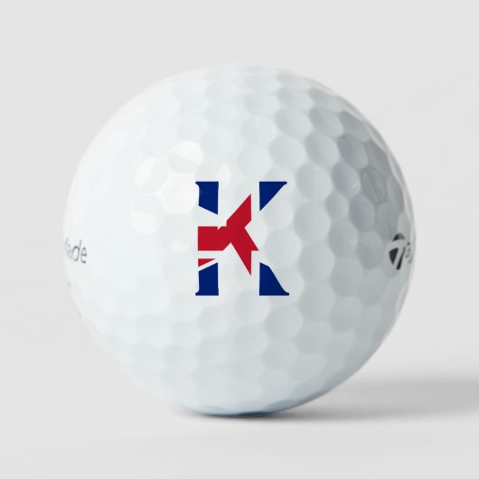 K Monogram bedekt op Union Jack Flag tmtp5 gbcnt Golfballen (Voorkant)