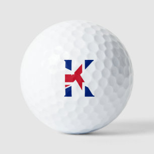K Monogram bedekt op Union Jack Flag van gbcnt Golfballen