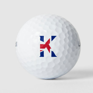 K Monogram bedekt op Union Jack Flag wu gbcnt Golfballen