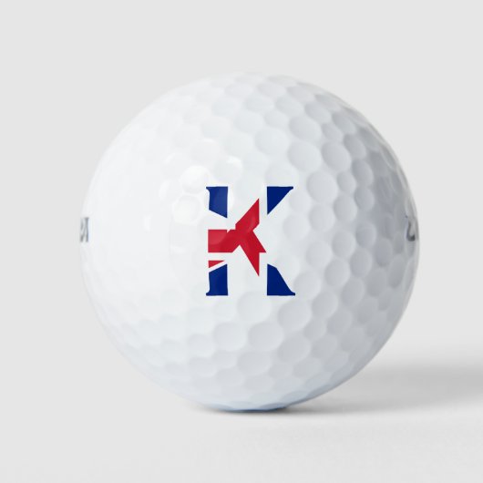K Monogram bedekt op Union Jack Flag wu gbcnt Golfballen (Voorkant)
